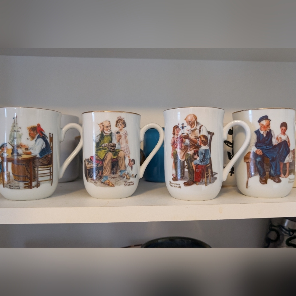 Norman Rockwell mugs - set of 4